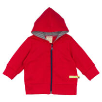 Kapucnis, zipzáras baba pulóver piros színben